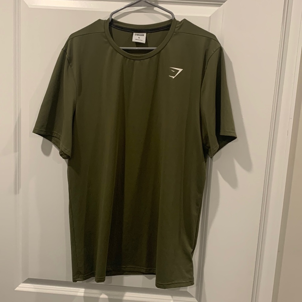Gym shark men’s dark green dri fit workout shirt!
